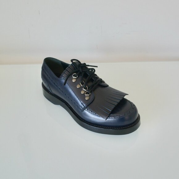 NIB GUCCI GOODYEAR SELLA LUX LEATHER LACE UP FRINGED BROGUE SHOES main image 6